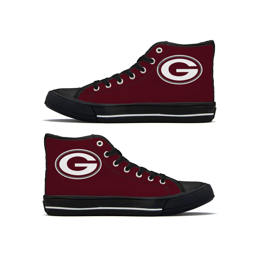 Women's Green Bay Packers High Top Canvas Sneakers 004 Women's Green Bay Packers High Top Canvas Sneakers 004